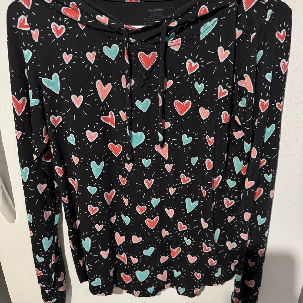 MeUndies Black Hoodie with Vibrant Heart Motif